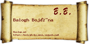 Balogh Bojána névjegykártya