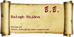 Balogh Bojána névjegykártya